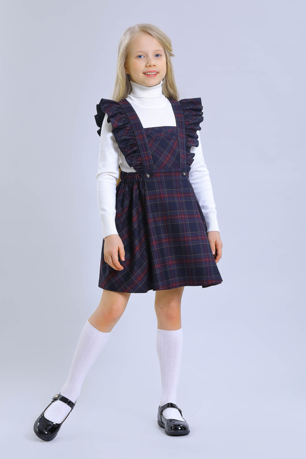 картинка Сарафан 2901-525-ВВКЭ (клетка сине-бордовая) от магазина Маленькая Леди