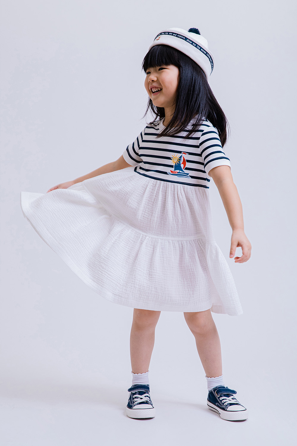 картинка Платье 3009-326-ТХКН-170 (молочный отд синий) от магазина Маленькая Леди