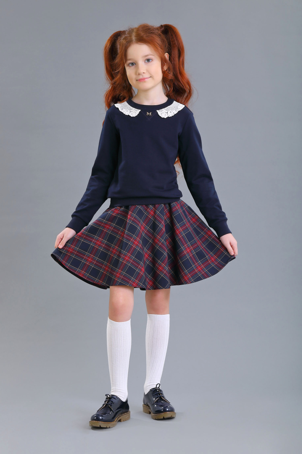 Школьный Джемпер для девочки из трикотажа хлопкового, цвет 