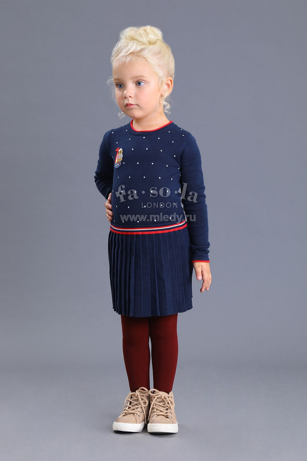  Платье для девочки из трикотажа вязаного, цвет 