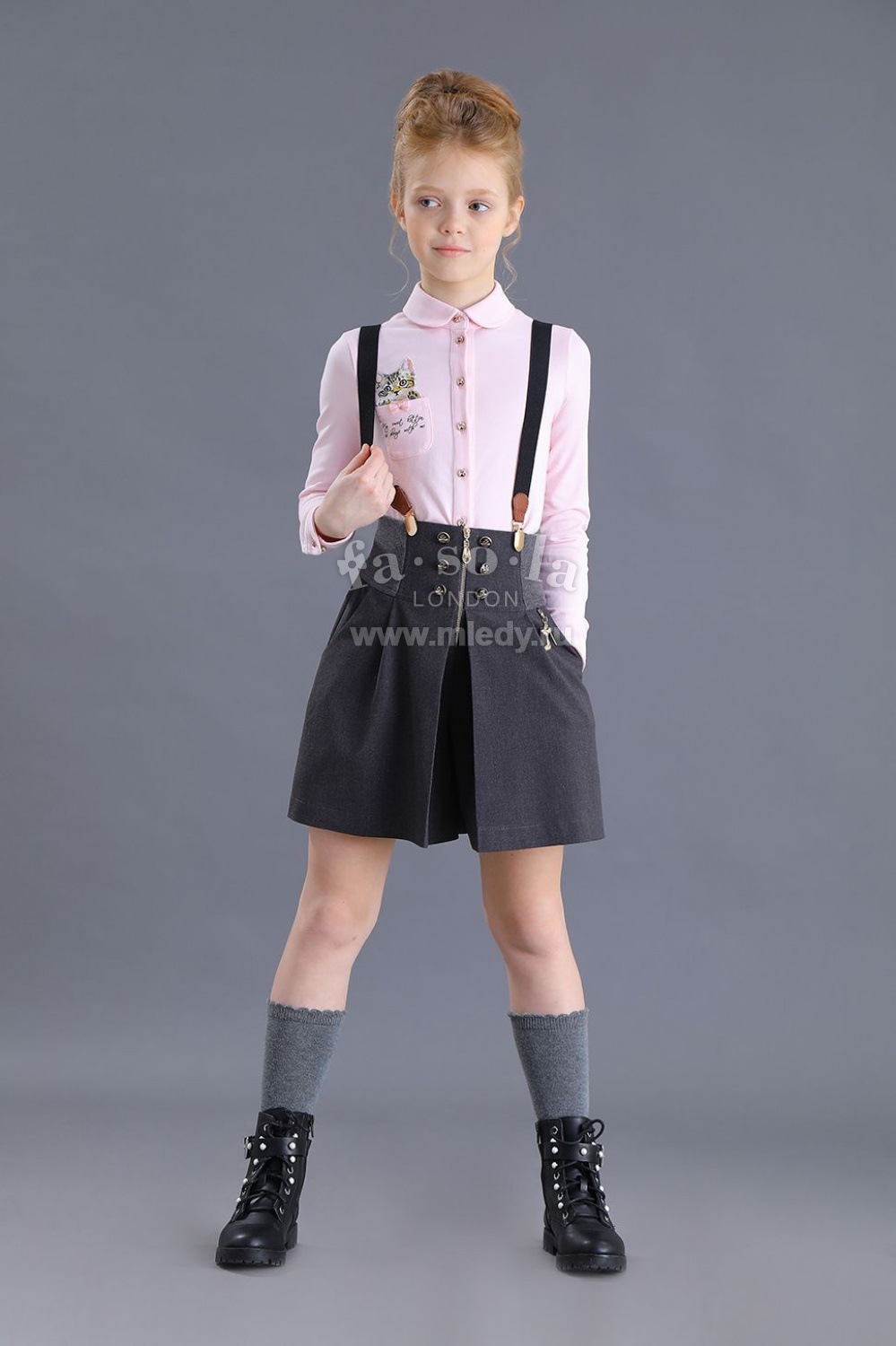  Юбка-шорты для девочки из костюмной вискозы, цвет 
