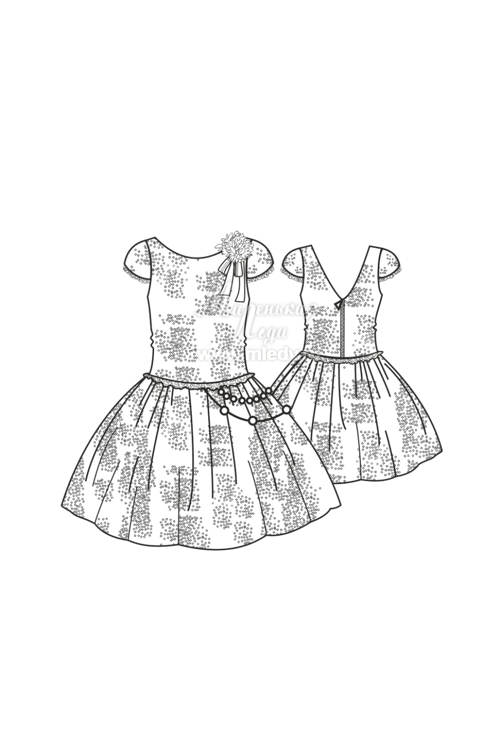  Платье нарядное для девочки из букле, цвет 