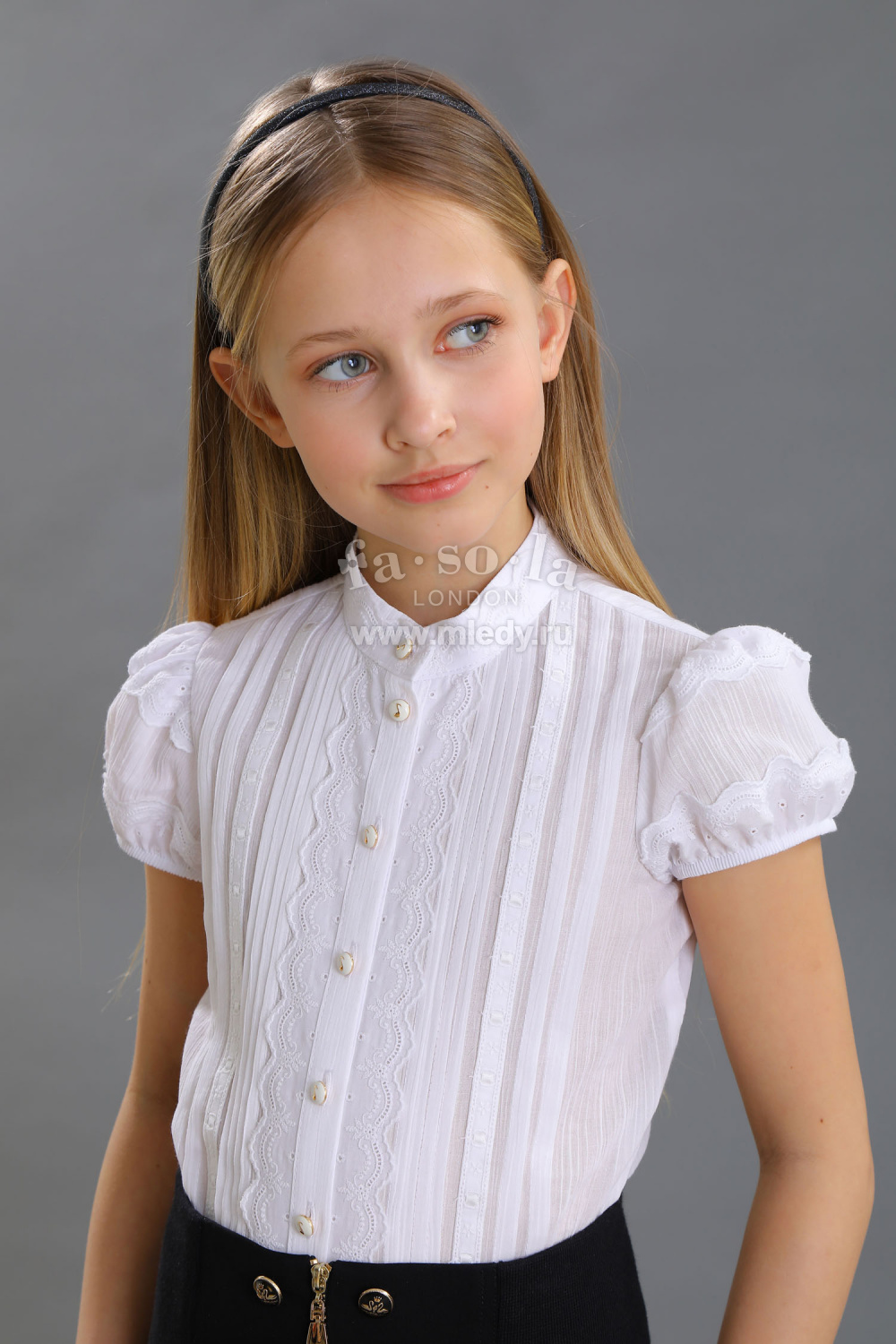 Школьная Блузка с коротким рукавом для девочки из хлопка, цвет 