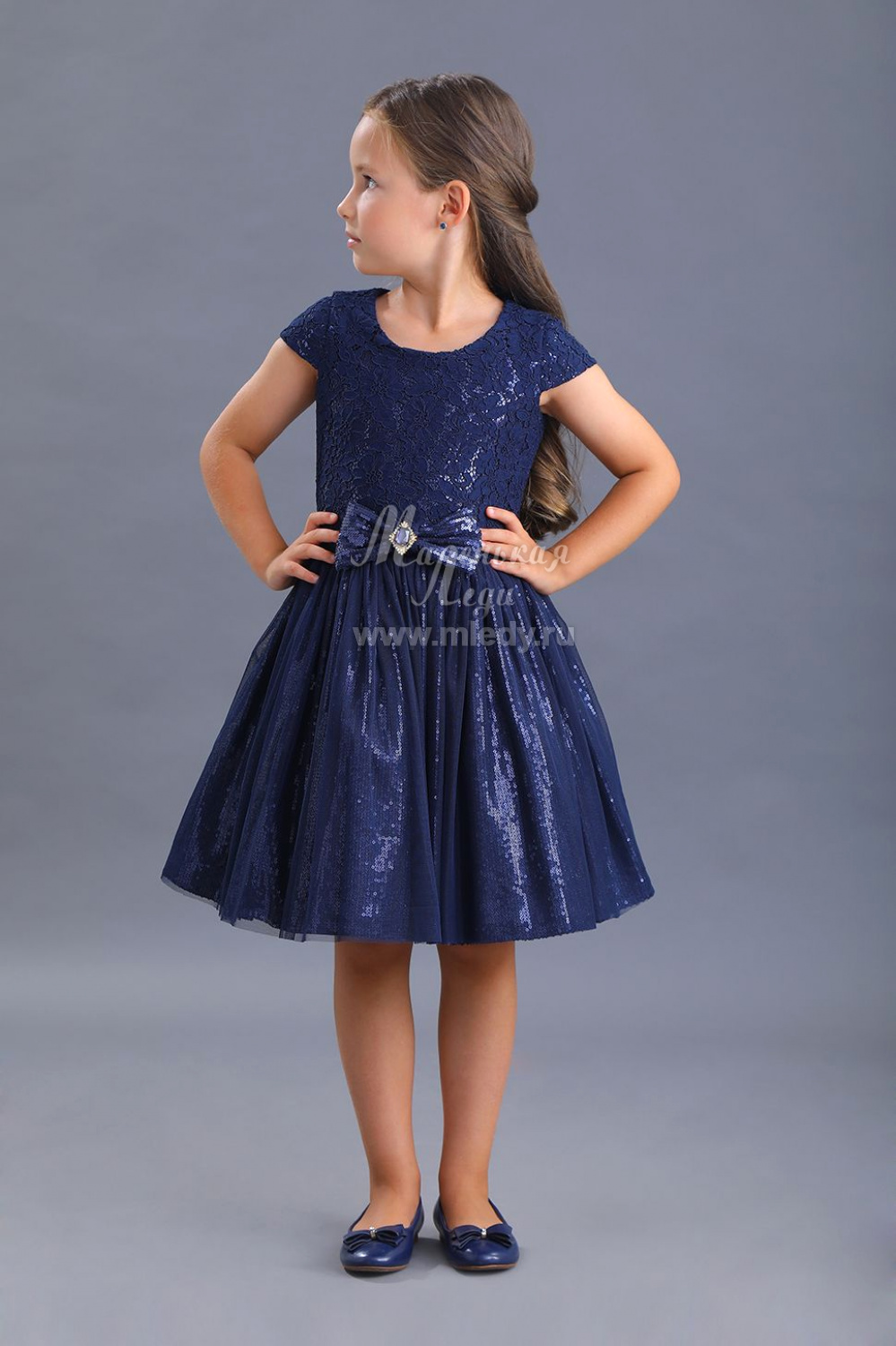 картинка Платье нарядное 2098-120-ТСП (синий) от магазина Маленькая Леди