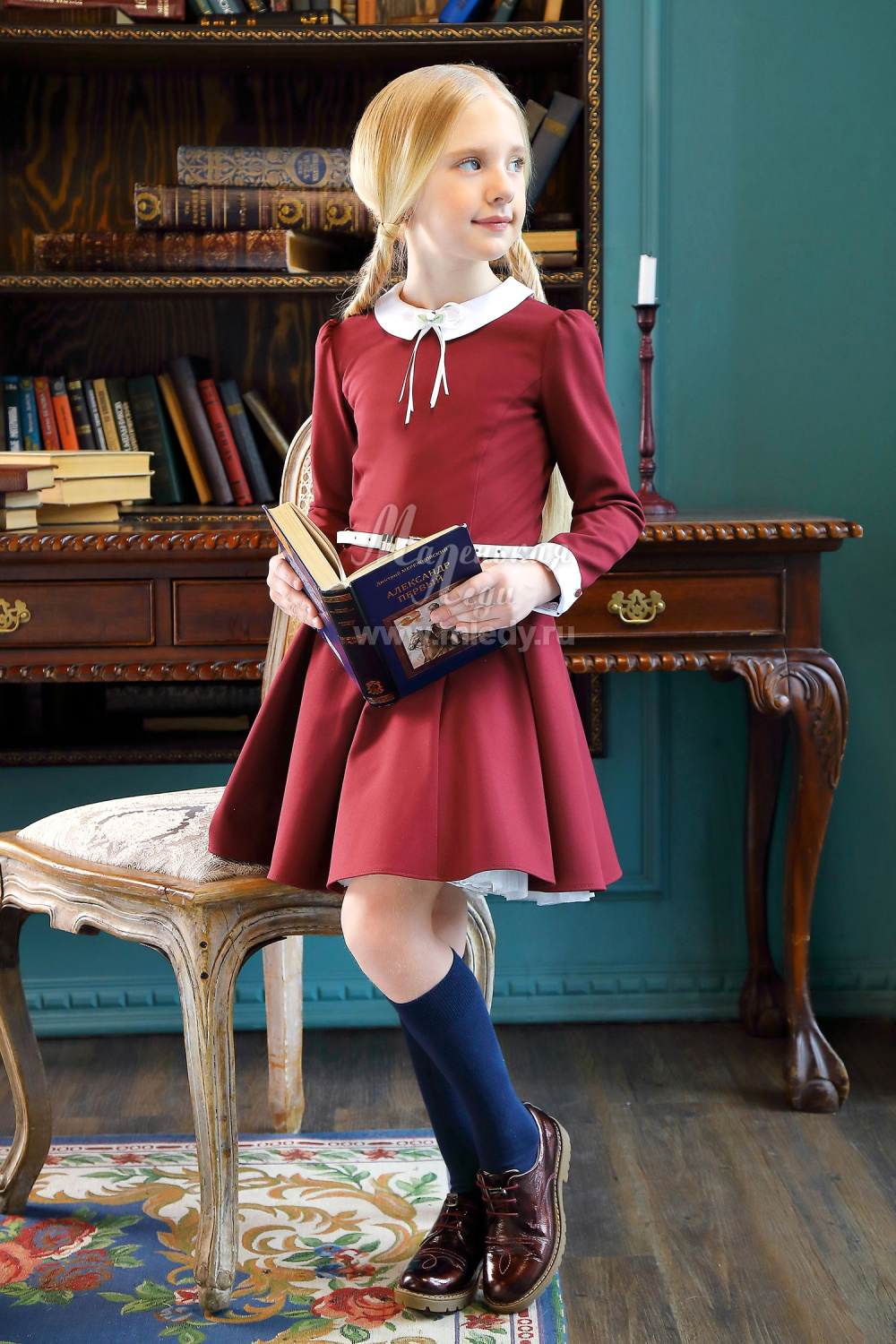 Школьное Платье для девочки из костюмной вискозы, цвет 