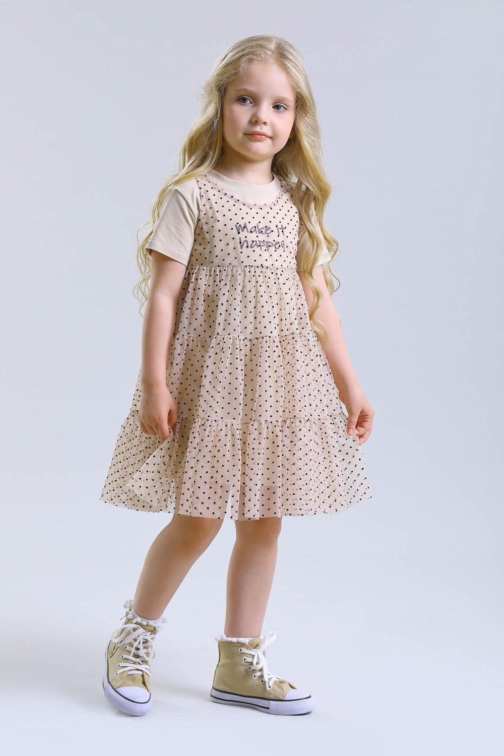 картинка Платье 2764-424-ТХК-200 (бежево-черный) от магазина Маленькая Леди