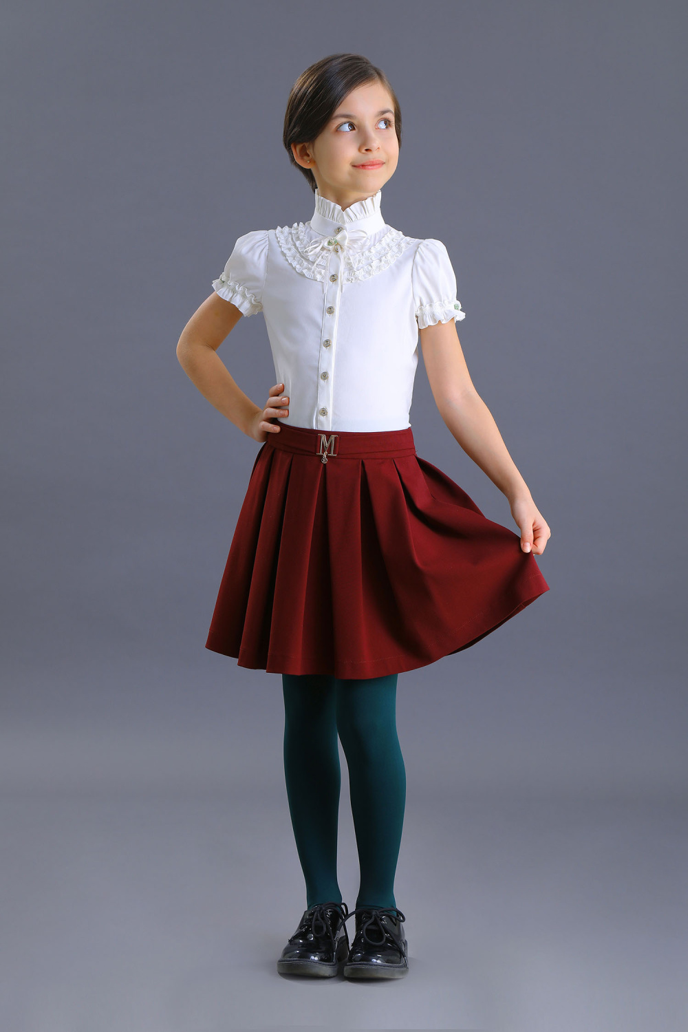 картинка Блузка с коротким рукавом 2064-521-ВХБПЭ (молочный) от магазина Маленькая Леди