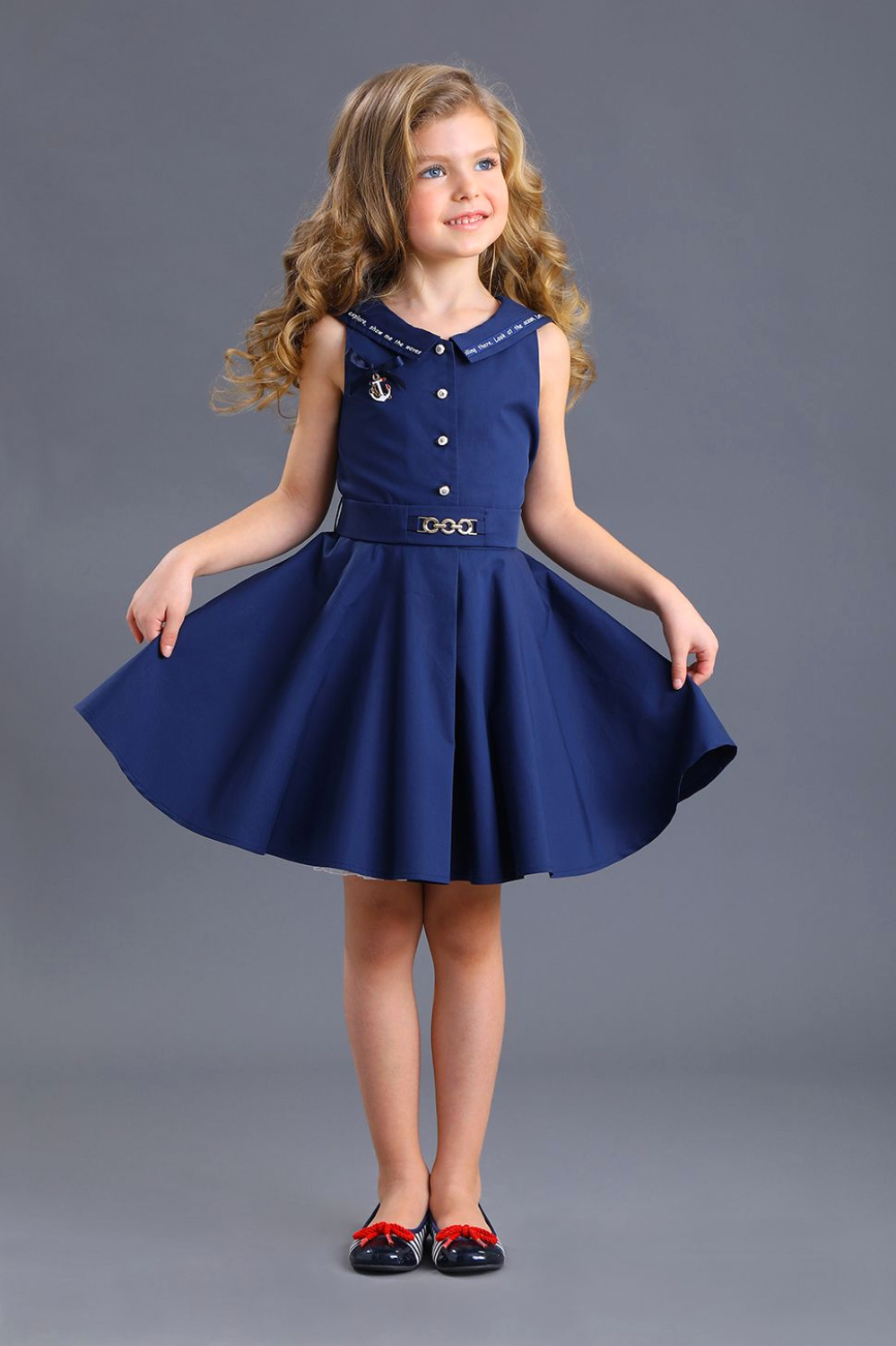 картинка Платье нарядное 2010-319-ВХПЛС (синий отд молочный) от магазина Маленькая Леди