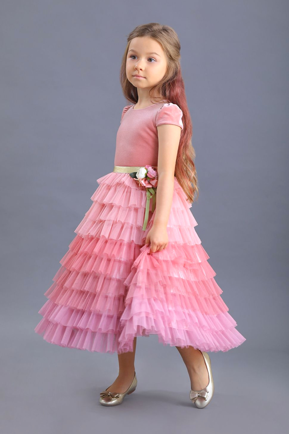 Нарядное Платье нарядное для девочки из бархата, цвет 