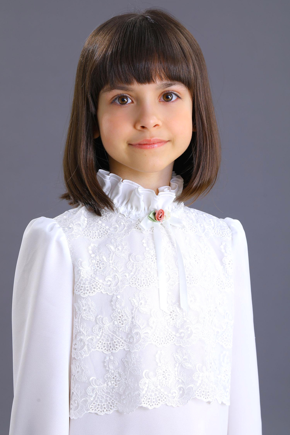  Блузка для девочки из шелка синтетического, цвет 