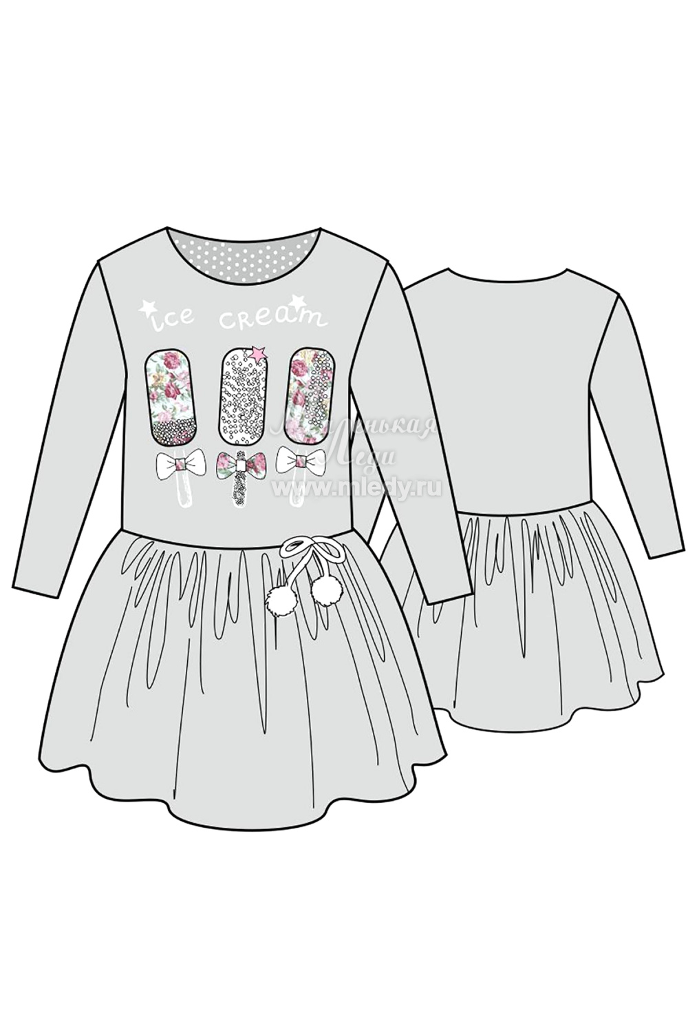  Платье для девочки из трикотажа хлопкового, цвет 
