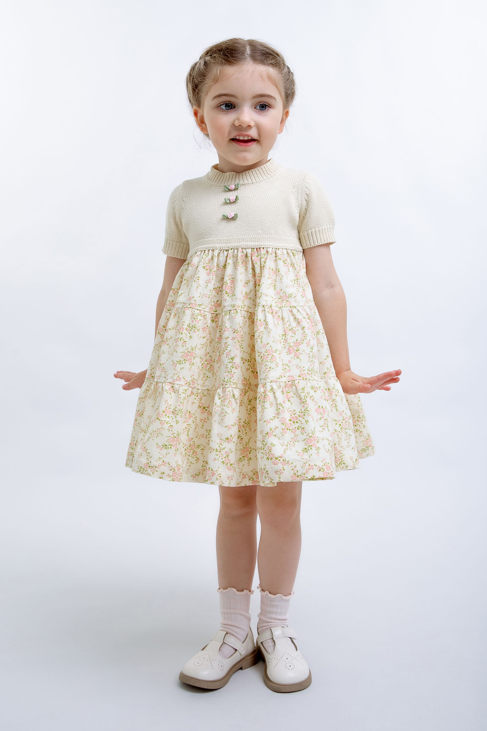 картинка Платье 2965-425-ВХВН (сливочно-розовая набивка) от магазина Маленькая Леди