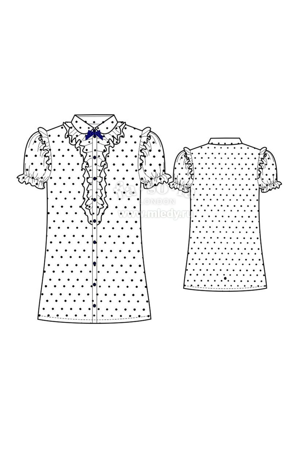 Школьная Блузка с коротким рукавом для девочки из блузочного хлопка, цвет 