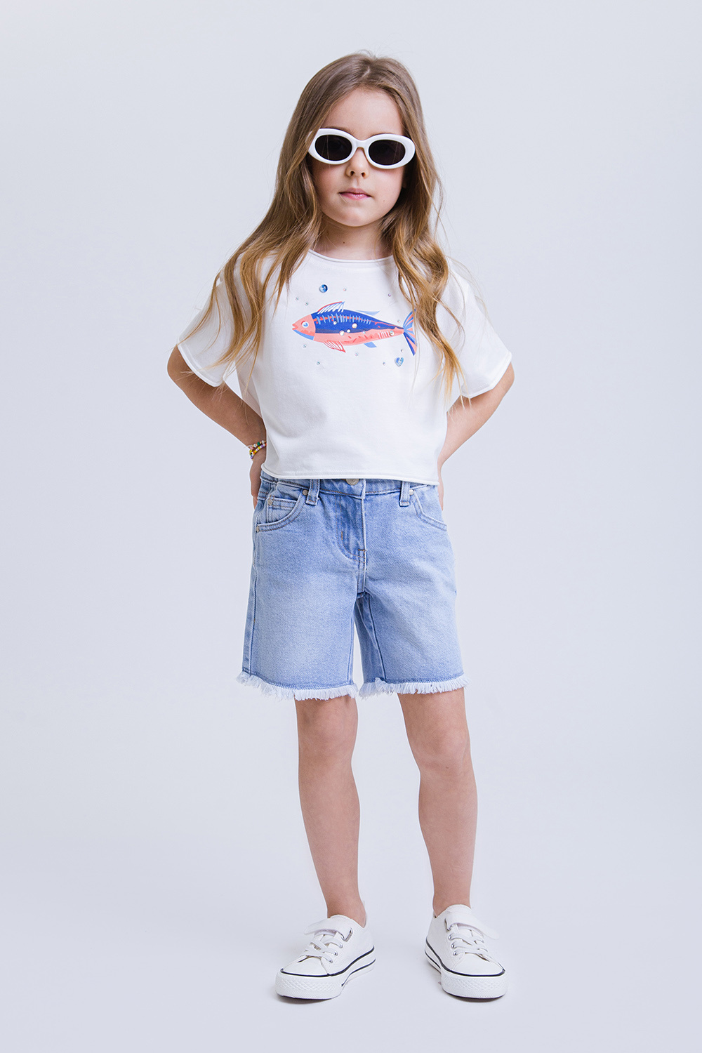 картинка Футболка FSL-568-326-ТХК-200 (молочный отд синий) от магазина Маленькая Леди